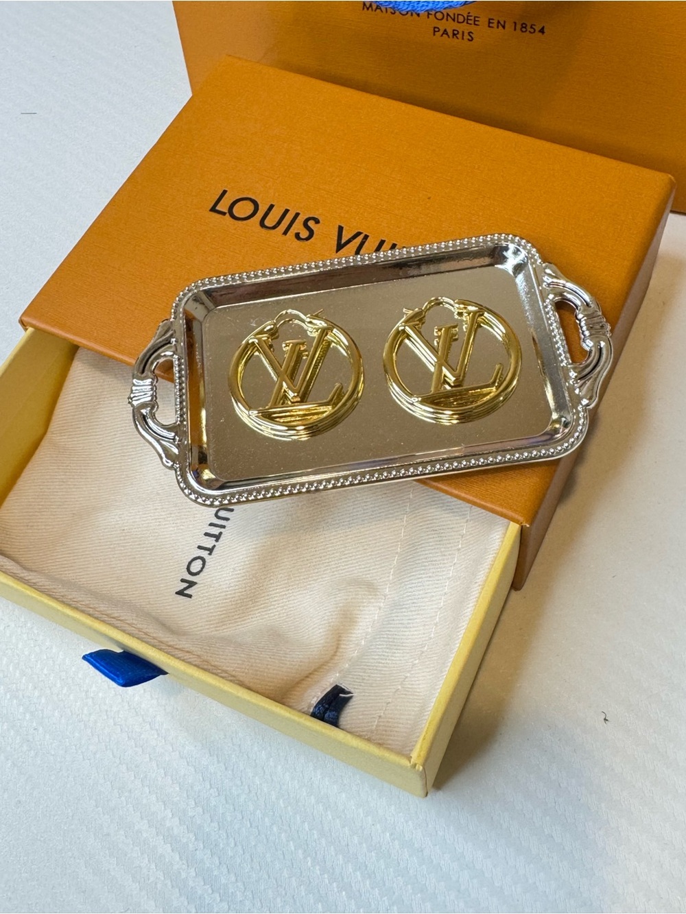 Gold Logo LV Circle Drop Earrings — Luxury Women’s Jewelry